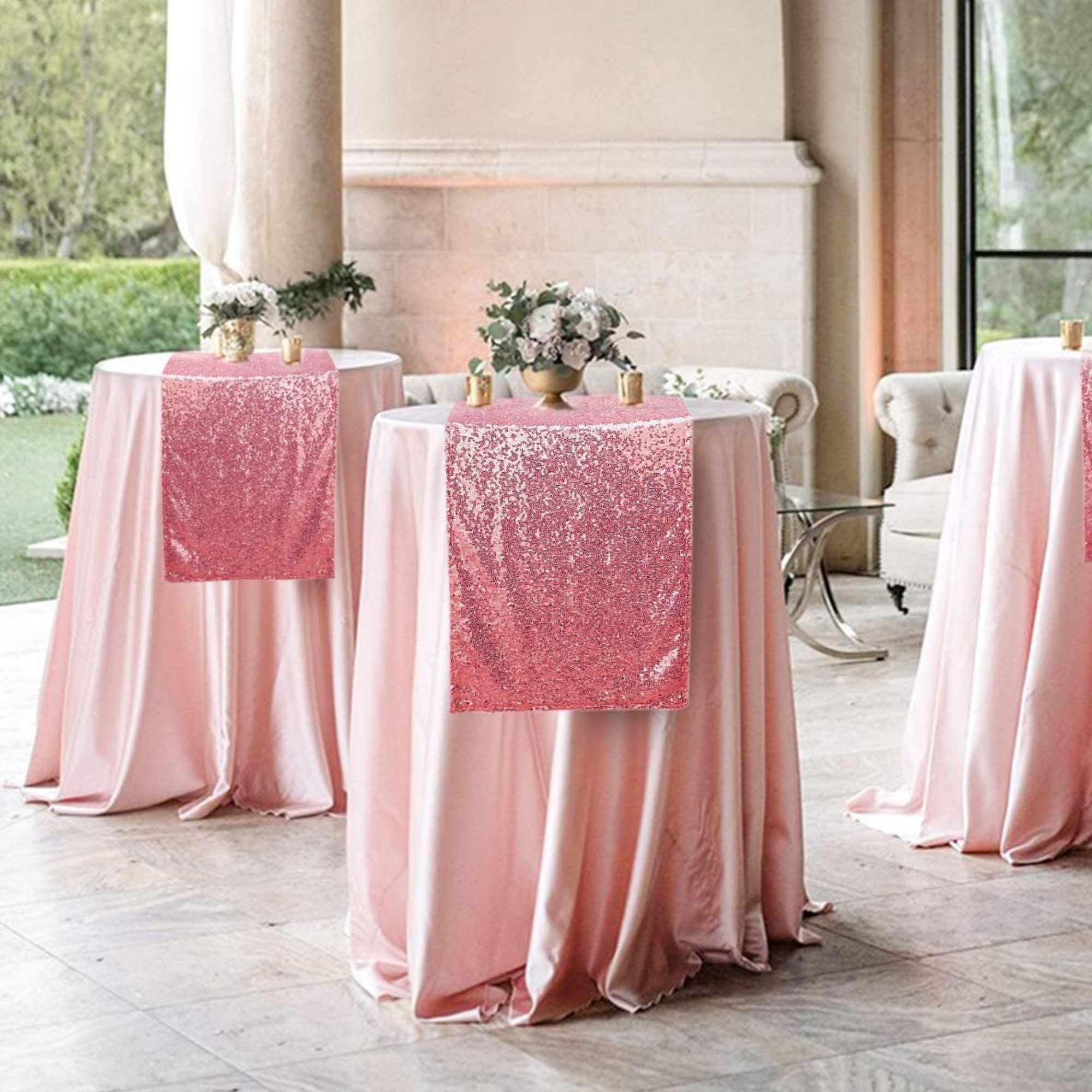 Pink sequin table runner