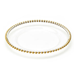 Glass clear beaded charger plate